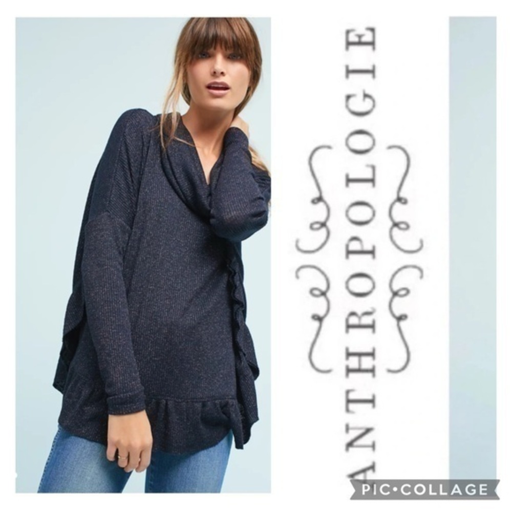 Anthropologie Postmark Orley Metallic Cowl
Neck Sweater size S